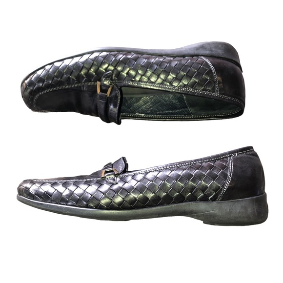 Sesto MEUCCI Black Woven Leather Slip On Shoes Size 11M - Picture 6 of 14